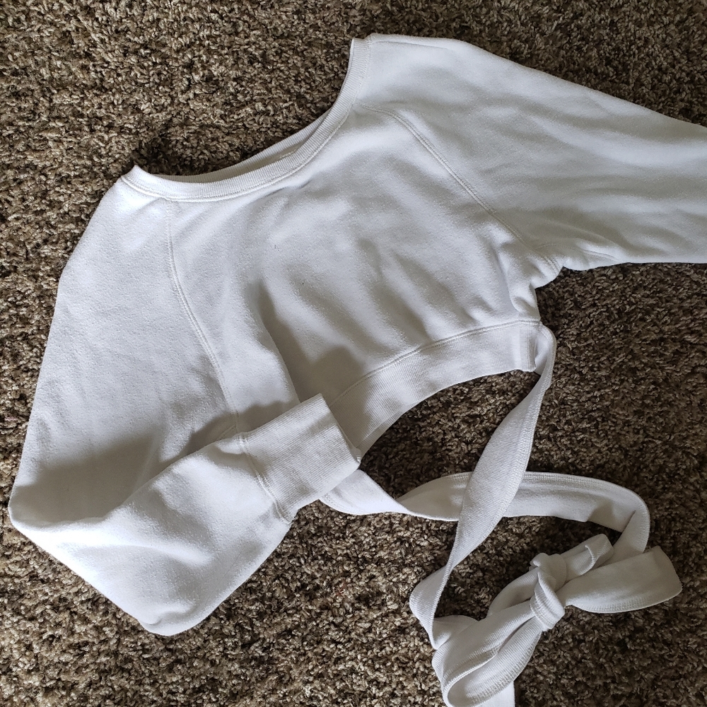 FREE PEOPLE Superwoman Crop Sweatshirt in Ivory Size XS